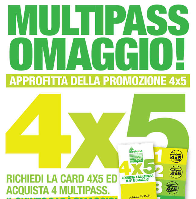 Offerta 4×5 Multipass in omaggio