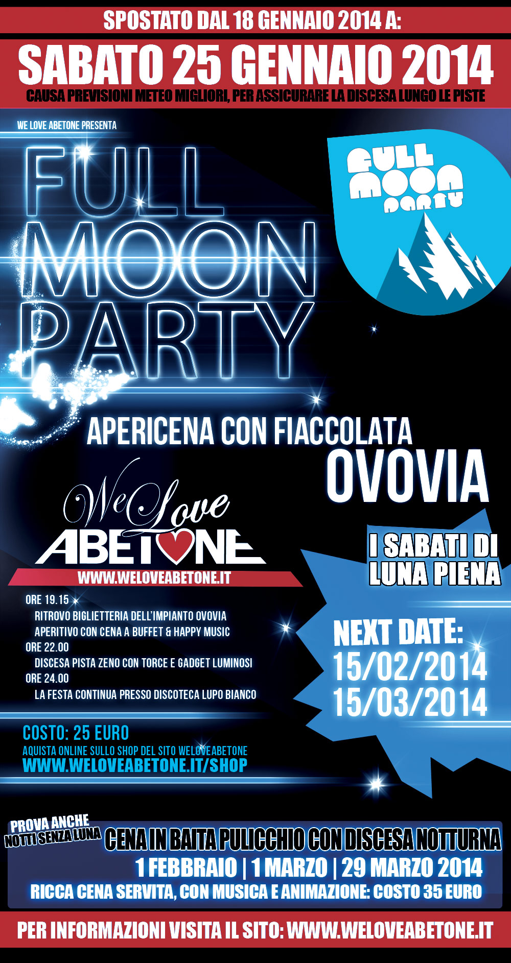 full moon party we love abetone 2014