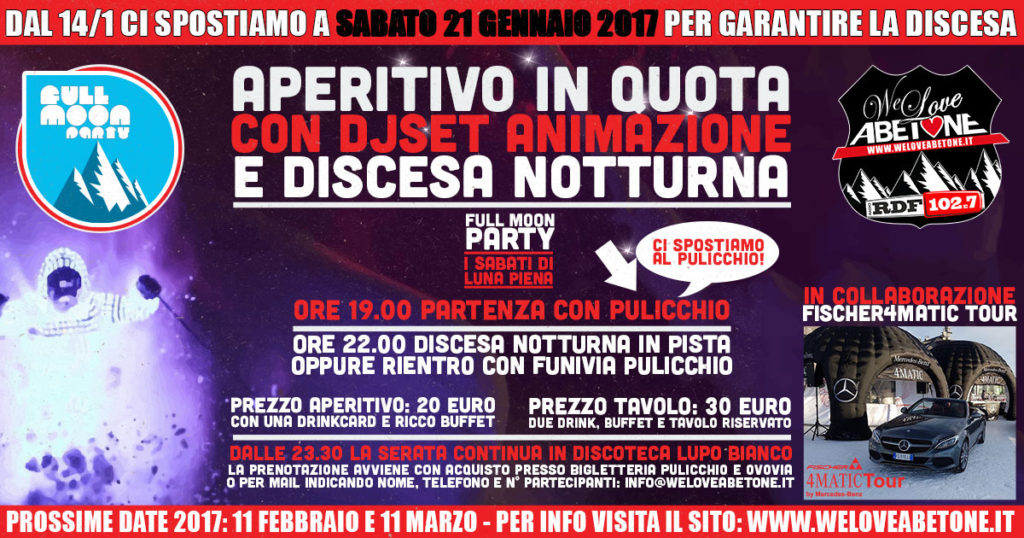 Full Moon Party Abetone – 21 Gennaio 2017