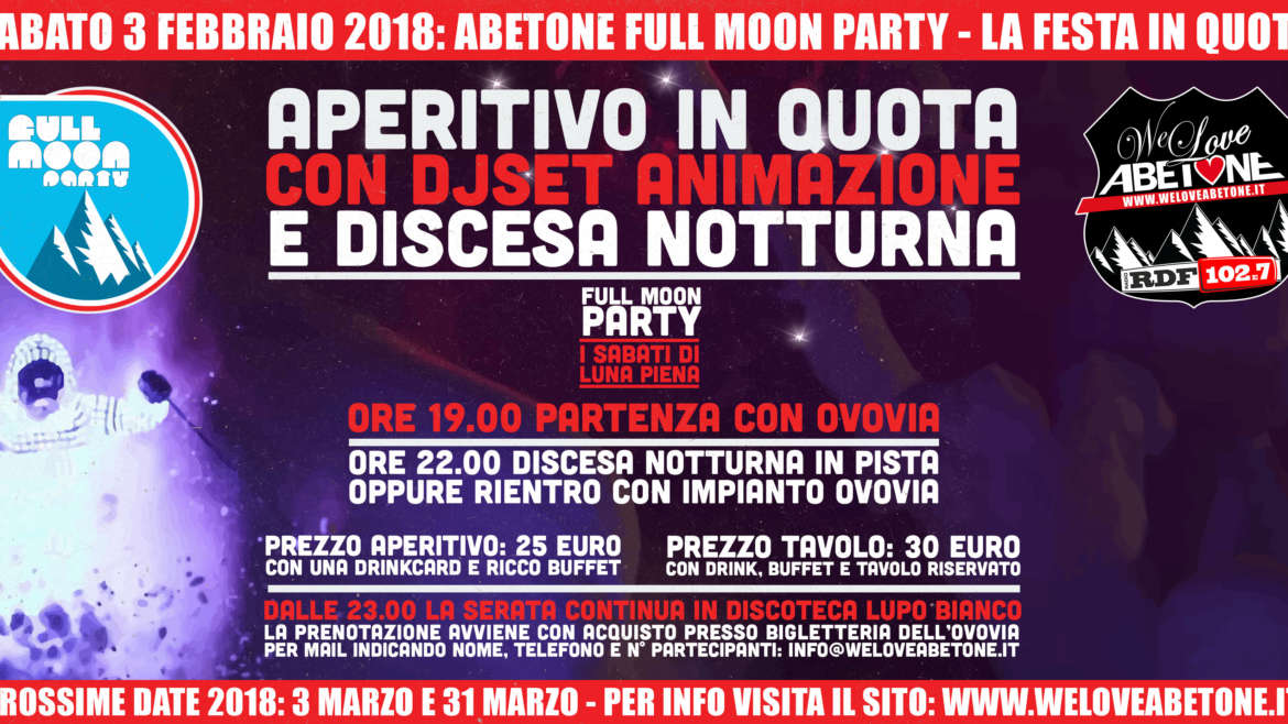 Full Moon Party Abetone: 3 Febbraio 2018