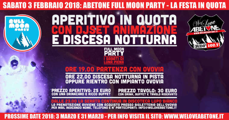 Full Moon Party Abetone: 3 Febbraio 2018