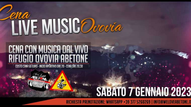 Cena Live Music Ovovia: Sabato 7 Gennaio 2023