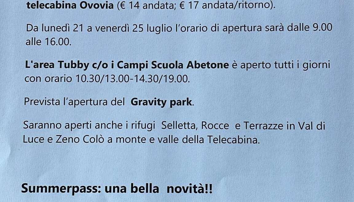 Orari fine Luglio