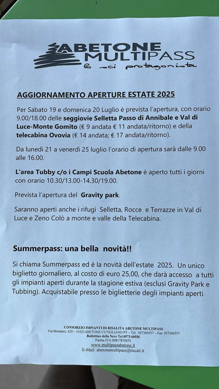 Orari fine Luglio
